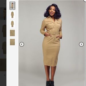 Collectif Mainline Brunel Safari Pencil Dress